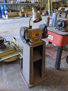 lot 202 image: 12 HP 110V Bench Grinder w Metal Stand - Tested and Works