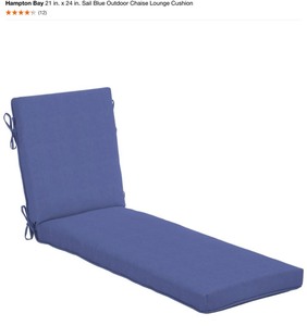 lot 6 image: HAMPTON BAY 21 in. x 24 in. Sail Blue Outdoor Chaise Lounge Cushion. See Pictures