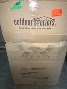 lot 19 image: OUTDOOR INTERIORS 3-Piece Eucalyptus Outdoor Beige Set with Beige Cushions. See Pictures