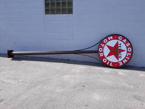 MUST SEE Texaco Gasoline & Motor Oil Sign on Homemade Pole - Sign is a Reproduction
