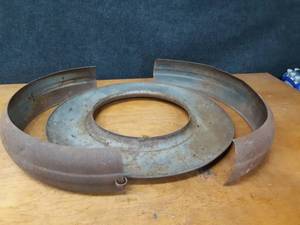Round and Curved Pieces of Tin, Largest is about 28 Diameter