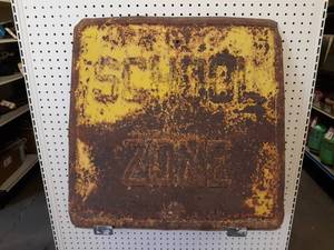 Vintage Embossed School Zone Street Sign 24 x 24