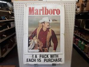 Vintage Marlboro Cigarettes Advertising Tin Sign - 34 x 23