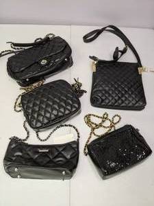 lot 165 image: Lot of (5) Small Purses Quilted, Sequined, Black