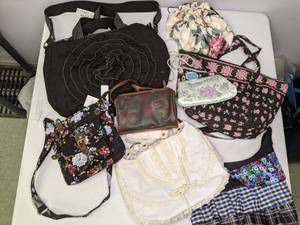 lot 167 image: Lot of (8) Purses, Wallets, Handbags Florals