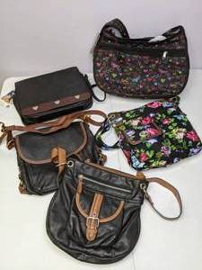 lot 183 image: Lot of (5) Purses Black, Patterned, Crossbody