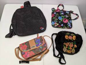 lot 146 image: Lot of (4) Floral Purses and Backpack