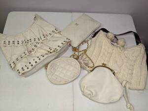 lot 152 image: Lot of (5) Purses, Clutches, and Handbags Cream and Off White