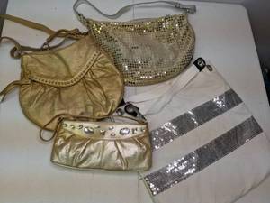 lot 161 image: Lot of (4) Flashy Purses Gold, Glitter, Silver