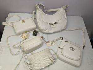 lot 142 image: Lot of (5) Purses White Cream, Maybe Leather