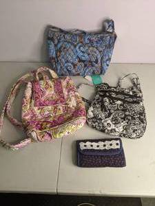 lot 89 image: Lot of (3) Vera Bradley Style Handbags and (1) Quilted Wallet