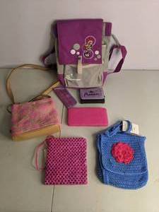 lot 92 image: Lot of (7) Whimsical Purses and Bags Pink, Purple, Blue 