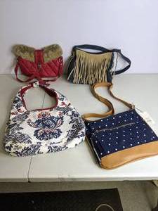 lot 67 image: Lot of (4) Purses and Handbags Red, White, and Blue 
