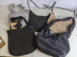 lot 77 image: Lot of (5) Fancy Evening Bags Black and Beige