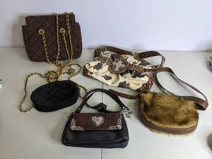 lot 79 image: Lot of (5) Country Girl Style Purses Brown and Animal Print