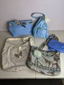 lot 60 image: Lot of (5) Purses and Handbags Blue and Cream