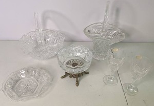 lot 112 image: Beautiful Collection of Vintage Crystal Candy Dishes and Wine Glasses