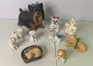 lot 105 image: Adorable Collection of Vintage Puppy Statues see pictures