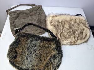 lot 209 image: Lot of (3) Beautiful Faux Fur Purses