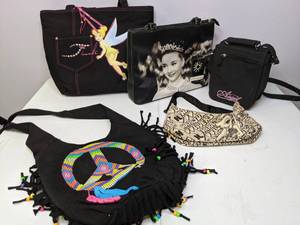 lot 210 image: Lot of (5) Purses and Handbags Hollywood, Disney, Hippie