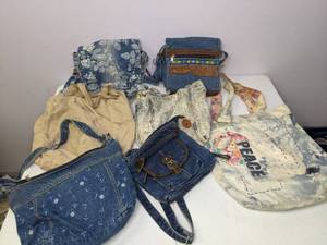 lot 214 image: Lot of (7) Denim Purses and Bags