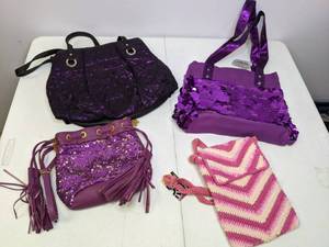 lot 219 image: Lot of (4) Purses Purple and Pink
