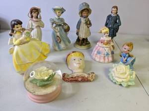 lot 239 image: Vintage Lot of (10) Lefton, Brinns, Holly Hobbie, Etc Figurines