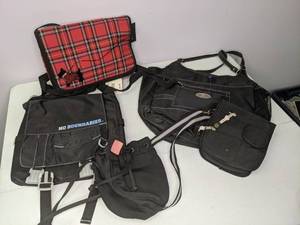 lot 281 image: Lot of (5) Purses and Bags Plaid and Black