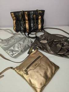 lot 266 image: Lot of (4) Medium Purses Gold and Silver