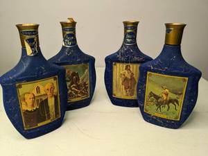 lot 43 image: Set of (4) Vintage Beams Choice Glass Decanters Lot 33