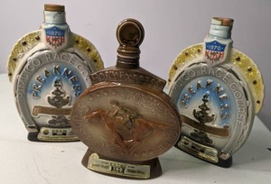 lot 28 image: Beautiful Collection of (3) Vintage Porcelain Jim Beam Decanters