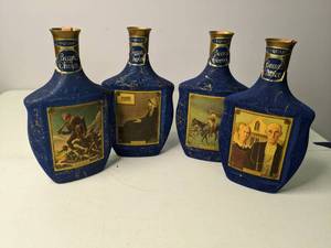 lot 30 image: Set of (4) Vintage Beams Choice Glass Decanters Lot 23