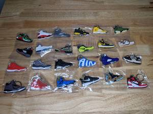 lot 14 image: 24 Brand New Nike and Jordan Sneaker Keychains Lebron Shoes Foamposite Air