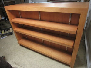 lot 504 image: DOUBLE-SIDED SOLID WOOD SHELF UNIT