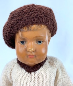 lot 18 image: Antique Schutz-Marke 33 Celluloid Turtle Doll (Repaired), 13 tall