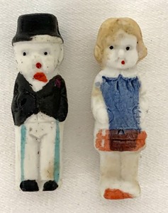 lot 19 image: Vintage Matchbox Bisque Cutie Dolls, 2 Tall- Japan