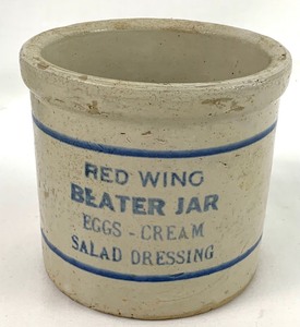 lot 69 image: Vintage Americana Lot - Red Wing Beater Jar, Vintage Metal Airlines Lunch Box, 1991 Twins Homer Hanky