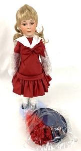 lot 96 image: United States Historical Society Porcelain Doll - Girl with a Hat- Renoir Portrait Doll