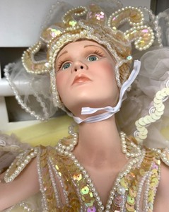 lot 187 image: Welden Museum of Fine Collectibles Porcelain Doll by Rustie - Alexandra in Pink, 19 Tall