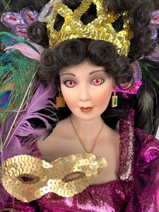 lot 206 image: Designer Guild Porcelain Doll - Mardi Gras, 27 Tall