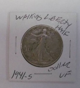 lot 24 image: Walking liberty half dollar