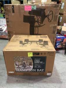 lot 19 image: Hampton Bay Riverbrook Espresso Brown 5-Piece Steel Outdoor Patio Dining Set (not checked) see all pictures