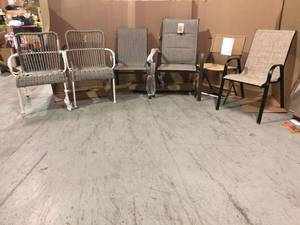 lot 33 image: mix lot of 6 patio chairs various sizes and colors see all pictures
