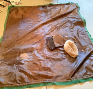 lot L063 image: Horse Hair Mittens and Blanket