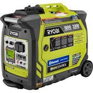 lot 59 image: 2,300-Watt Recoil Start Bluetooth Super Quiet Gasoline Powered Digital Inverter Generator with CO Shutdown Sensor by RYOBI- open box not used - see pictures