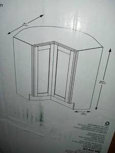 lot 19 image: Courtland Shaker Assembled 30 in. x 34.5 in. x 30 in. Stock Lazy Susan Corner Base Left Kitchen Cabinet in Polar White by Hampton Bay - damaged - see pictures