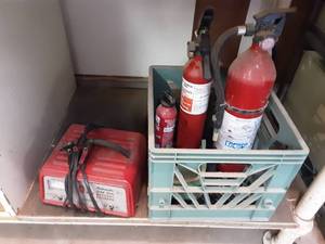 lot 27 image: Schumacher Battery Charger & 3-Fire Extinguishers