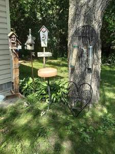 lot 71 image: Bird Houses, Bird Feeders, Bird Bath, Trellis, Hanging Lantern