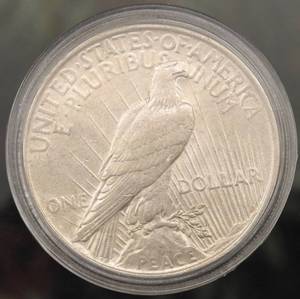 1922 Peace Dollar in case uncircula...