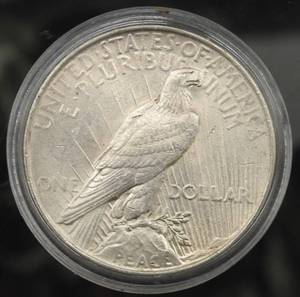 1922 Peace Dollar in case uncircula...